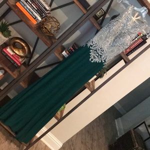Formal Emerald Green Gown w/ Detailed Rhinestones